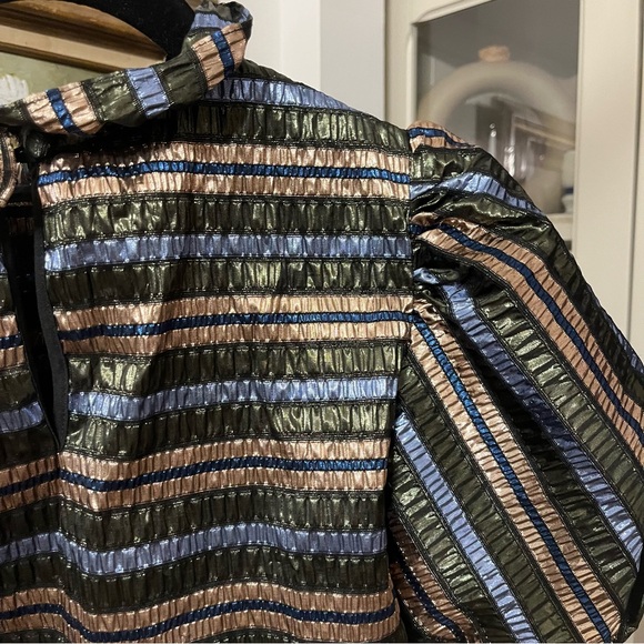 HUNTER BELL | Stella Blouse Top in Festive Stripe Metallic Holiday Top - Picture 11 of 11